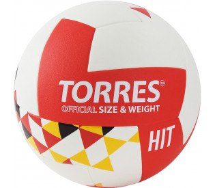Мяч волейбольный "TORRES Hit" р.5, бело-красно-мультиколор
